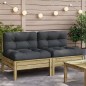 vidaXL Sofás de jardín sin reposabrazos con cojines 2 uds madera pino