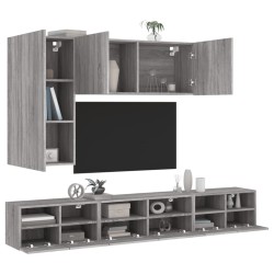 vidaXL Muebles de TV de pared 5 pzas madera de ingeniería gris Sonoma