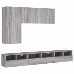 vidaXL Muebles de TV de pared 5 pzas madera de ingeniería gris Sonoma