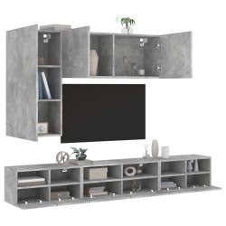 vidaXL Muebles de TV de pared 5 pzas madera ingeniería gris hormigón