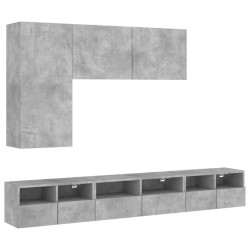 vidaXL Muebles de TV de pared 5 pzas madera ingeniería gris hormigón