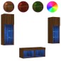 vidaXL Muebles de TV de pared con luces LED 4 piezas marrón roble vidaXL Muebles de TV de pared con luces LED 4 piezas marrón roble