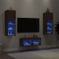 vidaXL Muebles de TV de pared con luces LED 4 piezas marrón roble vidaXL Muebles de TV de pared con luces LED 4 piezas marrón roble