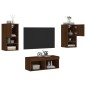 vidaXL Muebles de TV de pared con luces LED 4 piezas marrón roble