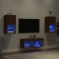 vidaXL Muebles de TV de pared con luces LED 4 piezas marrón roble