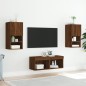 vidaXL Muebles de TV de pared con luces LED 4 piezas marrón roble
