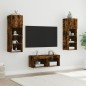vidaXL Muebles de TV de pared con luces LED 4 piezas roble ahumado