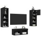 vidaXL Muebles de TV de pared con luces LED 4 piezas negro