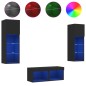 vidaXL Muebles de TV de pared con luces LED 4 piezas negro
