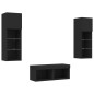 vidaXL Muebles de TV de pared con luces LED 4 piezas negro