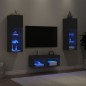 vidaXL Muebles de TV de pared con luces LED 4 piezas negro
