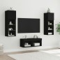 vidaXL Muebles de TV de pared con luces LED 4 piezas negro