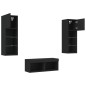 vidaXL Muebles de TV de pared con luces LED 4 piezas negro
