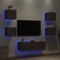 vidaXL Muebles de TV de pared con luces LED 5 piezas marrón roble
