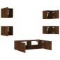 vidaXL Muebles de TV de pared con luces LED 5 piezas marrón roble
