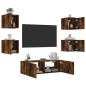 vidaXL Muebles de TV de pared con luces LED 5 piezas roble ahumado