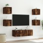 vidaXL Muebles de TV de pared con luces LED 5 piezas roble ahumado