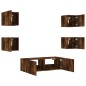 vidaXL Muebles de TV de pared con luces LED 5 piezas roble ahumado