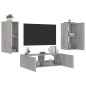 vidaXL Muebles de TV de pared con luces LED 3 piezas gris Sonoma vidaXL Muebles de TV de pared con luces LED 3 piezas gris Sonoma