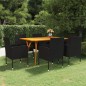 vidaXL Juego de comedor para jardín 7 piezas negro