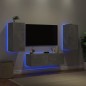 vidaXL Muebles de TV de pared con luces LED 3 piezas gris hormigón