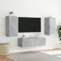 vidaXL Muebles de TV de pared con luces LED 3 piezas gris hormigón