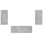 vidaXL Muebles de TV de pared con luces LED 3 piezas gris hormigón