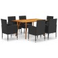 vidaXL Juego de comedor para jardín 7 piezas negro