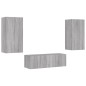 vidaXL Muebles de TV de pared con luces LED 3 piezas gris Sonoma vidaXL Muebles de TV de pared con luces LED 3 piezas gris Sonoma