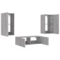 vidaXL Muebles de TV de pared con luces LED 3 piezas gris Sonoma vidaXL Muebles de TV de pared con luces LED 3 piezas gris Sonoma