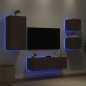 vidaXL Muebles de TV de pared con luces LED 4 piezas marrón roble