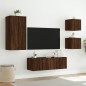 vidaXL Muebles de TV de pared con luces LED 4 piezas marrón roble