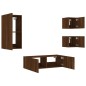 vidaXL Muebles de TV de pared con luces LED 4 piezas marrón roble