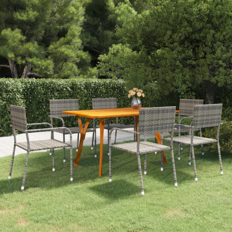 vidaXL Juego de comedor de jardín 7 piezas gris antracita vidaXL Juego de comedor de jardín 7 piezas gris antracita