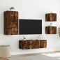 vidaXL Muebles de TV de pared con luces LED 4 piezas roble ahumado vidaXL Muebles de TV de pared con luces LED 4 piezas roble ahumado