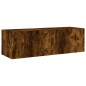 vidaXL Muebles de TV de pared con luces LED 4 piezas roble ahumado vidaXL Muebles de TV de pared con luces LED 4 piezas roble ahumado