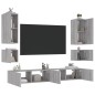 vidaXL Muebles de TV de pared con luces LED 6 piezas gris Sonoma vidaXL Muebles de TV de pared con luces LED 6 piezas gris Sonoma