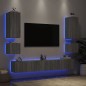 vidaXL Muebles de TV de pared con luces LED 6 piezas gris Sonoma vidaXL Muebles de TV de pared con luces LED 6 piezas gris Sonoma