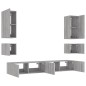 vidaXL Muebles de TV de pared con luces LED 6 piezas gris Sonoma vidaXL Muebles de TV de pared con luces LED 6 piezas gris Sonoma