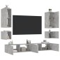 vidaXL Muebles de TV de pared con luces LED 6 piezas gris hormigón