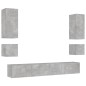 vidaXL Muebles de TV de pared con luces LED 6 piezas gris hormigón