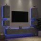 vidaXL Muebles de TV de pared con luces LED 6 piezas gris hormigón