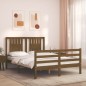 vidaXL Estructura de cama matrimonio con cabecero madera marrón miel vidaXL Estructura de cama matrimonio con cabecero madera marrón miel