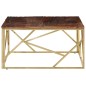 vidaXL Mesa de centro de acero inoxidable dorado y madera maciza vidaXL Mesa de centro de acero inoxidable dorado y madera maciza