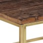 vidaXL Mesa de centro de acero inoxidable dorado y madera maciza vidaXL Mesa de centro de acero inoxidable dorado y madera maciza
