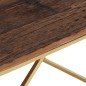vidaXL Mesa de centro de acero inoxidable dorado y madera maciza vidaXL Mesa de centro de acero inoxidable dorado y madera maciza