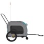vidaXL Remolque de bicicleta mascotas hierro tela Oxford azul gris