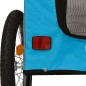 vidaXL Remolque de bicicleta mascotas hierro tela Oxford azul gris