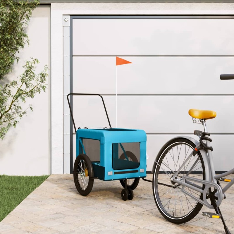 vidaXL Remolque de bicicleta mascotas hierro tela Oxford azul negro vidaXL Remolque de bicicleta mascotas hierro tela Oxford azul negro