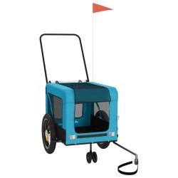 vidaXL Remolque de bicicleta mascotas hierro tela Oxford azul negro